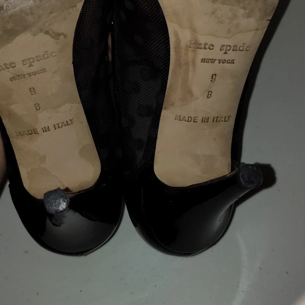 Kate Spade Didi Mesh Polka Dot PeepToe Size 9 black